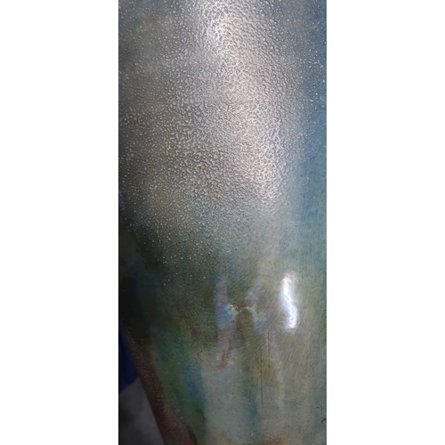 2323 - ALICE MACFARLANEAn oversized studio pottery vase of shouldered tapering form, in blue glaze, 95cm hi... 