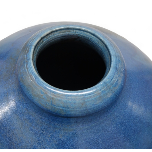 2323 - ALICE MACFARLANEAn oversized studio pottery vase of shouldered tapering form, in blue glaze, 95cm hi... 