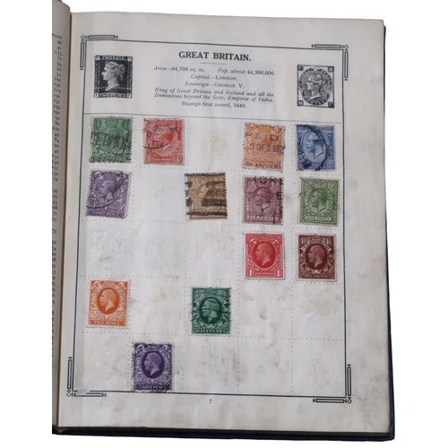 395 - Stanley Gibbons The Improved Stamp Album to include Great Britain 1/d red, 1/d lilac, Victoria 1/2 /... 