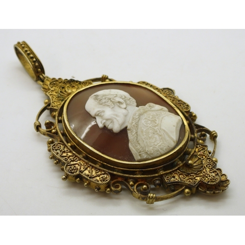 2785 - A CAMEO OF POPE LEO XIIIin an ornate gilded white metal locket back mount. Pope Leo XIII was in offi... 