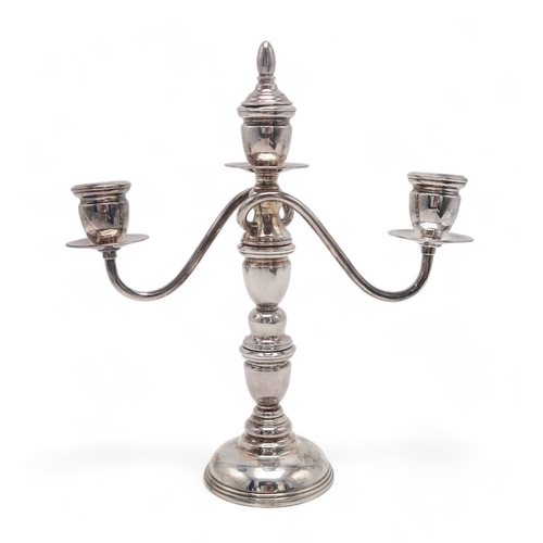 2522 - A JAPANESE SILVER THREE LIGHT CANDELABRUMby Shobido, marked silver 950, inscribed 'TO ARCHIE F. BLAC... 