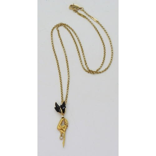 2791 - AN 18CT GOLD FAIRY PENDANTset with diamonds and onyx. Made by Spanish designers Carrera y Carrera, s... 