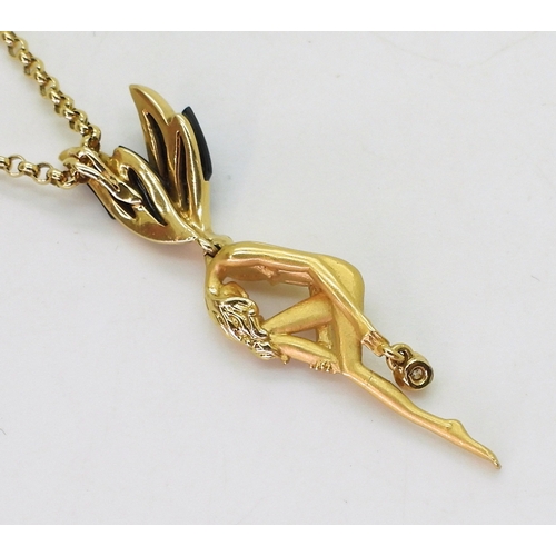 2791 - AN 18CT GOLD FAIRY PENDANTset with diamonds and onyx. Made by Spanish designers Carrera y Carrera, s... 