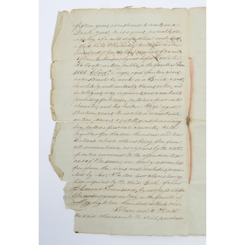 2680 - LOUISIANA SLAVE TRADE: A BILL OF SALE FOR THREE SLAVESDated 6th December 1833, New Orleans, concerni... 