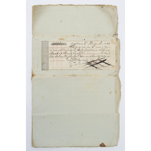 2680 - LOUISIANA SLAVE TRADE: A BILL OF SALE FOR THREE SLAVESDated 6th December 1833, New Orleans, concerni... 