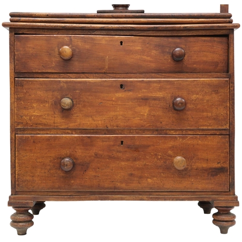 2001 - AN EARLY 19TH CENTURY ASH LINEN/BOOK PRESS CHEST with turned twin handled press mounted to ches... 