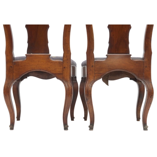 2003 - A PAIR OF 19TH CENTURY DUTCH WALNUT MARQUETRY/PARQUETRY SIDE CHAIRSbackrests with serpentine tops ov... 