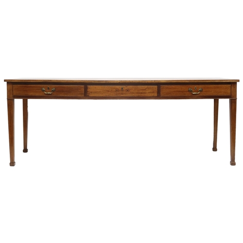 2006 - A LARGE 19TH CENTURY MAHOGANY THREE DRAWER SERVING/BUFFET TABLEon square tapering supports, 80cm hig... 