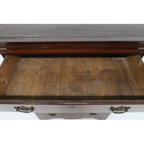 2008 - A GEORGIAN WALNUT CHEST ON CHEST with moulded cornice over four long drawers flanked by reeded ... 