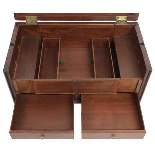 2023 - A GEORGIAN FLAME MAHOGANY STRONG BOX with twinned carry handles flanking hinged top concealing inter... 