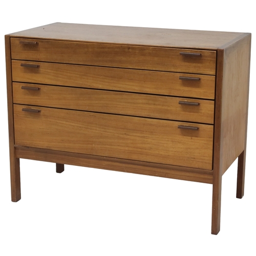 2079 - A MID 20TH CENTURY TEAK MEREDEW SECRETAIRE CHEST with shallow fall front drawer over three further d... 