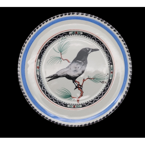 2239 - WILLIAM MILES JOHNSTON (1893-1974)A Zoo Pottery plate depicting a Rook, painted marks and title to b... 