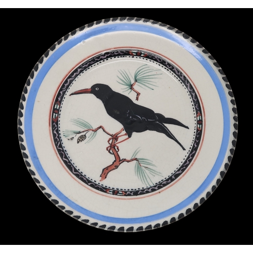 2241 - WILLIAM MILES JOHNSTON (1893-1974)A Zoo Pottery plate depicting a Chough, printed marks and title to... 