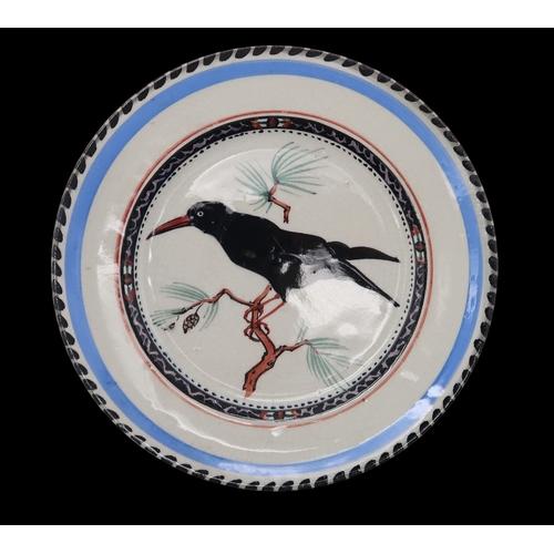 2241 - WILLIAM MILES JOHNSTON (1893-1974)A Zoo Pottery plate depicting a Chough, printed marks and title to... 