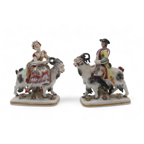 2253 - A PAIR OF FIGURES OF THE WELSH TAILOR AND WIFEafter Meissen examples of Count Bruhl's own tailor, ea... 