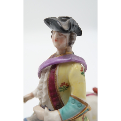 2253 - A PAIR OF FIGURES OF THE WELSH TAILOR AND WIFEafter Meissen examples of Count Bruhl's own tailor, ea... 