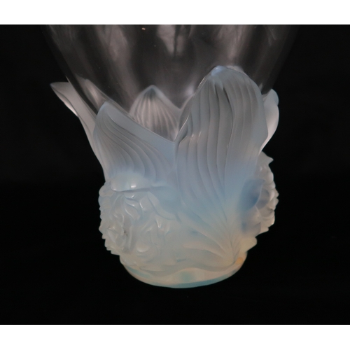 2262 - A LALIQUE LIMITED EDITION PIVOINES (PEONIES) VASEthe clear glass body with opalescent moulded flower... 