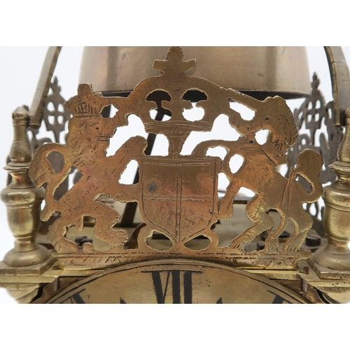 2263 - AN 18TH CENTURY AND LATER BRASS LANTERN CLOCKthe dial signed Richard Rayment of St Edmunds Bury, the... 