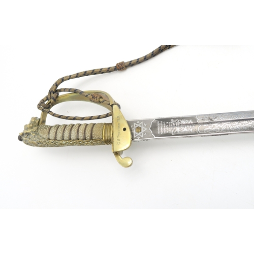 2610 - AN ATTRIBUTED 1846 PATTERN ROYAL NAVAL OFFICER'S SWORDThe folding inner guard engraved 