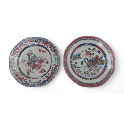 2402 - EIGHT VARIOUS CHINESE EXPORT IMARI PATTERN PLATESpainted with flowers, 22.5cm and 23cm diameter and ... 