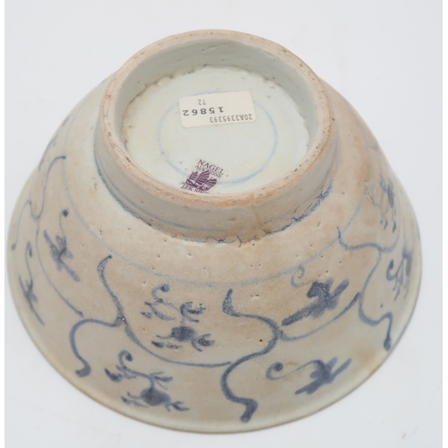 2408 - A TEK SING CARGO BLUE AND WHITE BOWL16cm diameter, Canton plate, 24.5cm diameter, blue and white jar... 