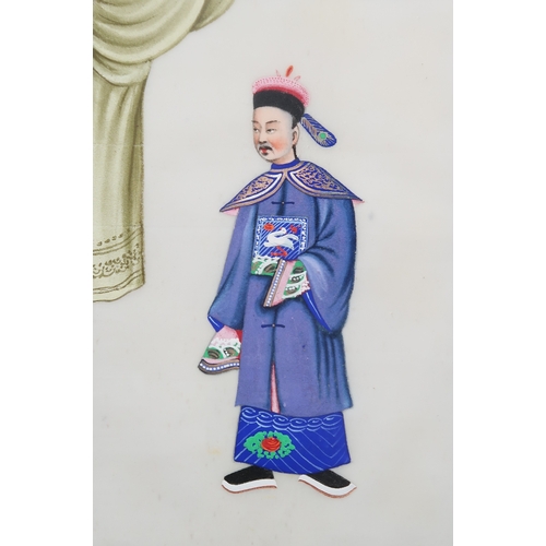 2413 - A CHINESE EXPORT PORTRAIT ALBUM painted with twelve portraits of courtiers, 18 x 12cm in original bi... 