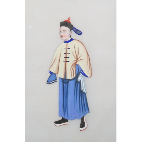 2413 - A CHINESE EXPORT PORTRAIT ALBUM painted with twelve portraits of courtiers, 18 x 12cm in original bi... 