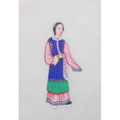 2413 - A CHINESE EXPORT PORTRAIT ALBUM painted with twelve portraits of courtiers, 18 x 12cm in original bi... 