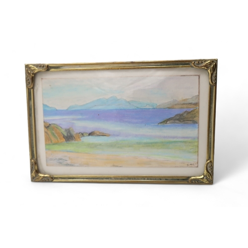 2247 - IAN McCORMICK, IONAA collection of small brass frames, one with a pencil drawing of Iona, together w... 