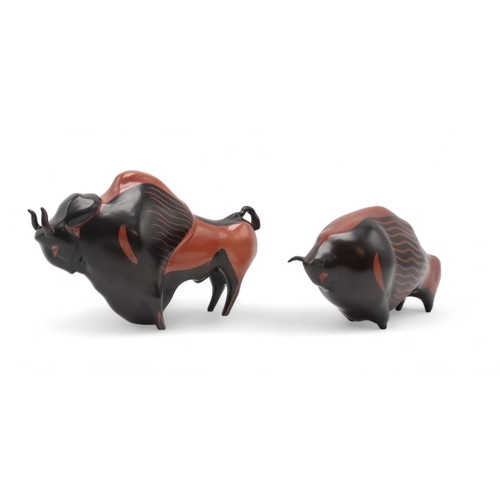 2274 - COLIN MELBOURNE FOR BESWICK Two Bison figures, model numbers 1409 and 1414, both glazed in shades of... 