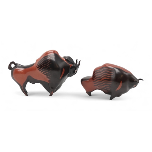 2274 - COLIN MELBOURNE FOR BESWICK Two Bison figures, model numbers 1409 and 1414, both glazed in shades of... 