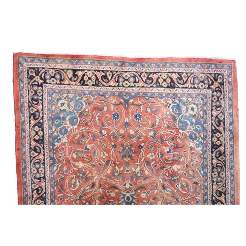 2123 - A TERRACOTTA GROUND FULL PILE PERSIAN SUROK RUNNER with dark central medallion and light blue s... 