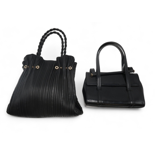 2675 - A BVLGARI PLEATED LEATHER HANDBAGwith twist handles, approx 30 x 35 x 11cm, and a Cartier black pate... 