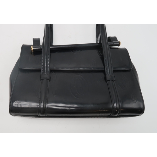 2675 - A BVLGARI PLEATED LEATHER HANDBAGwith twist handles, approx 30 x 35 x 11cm, and a Cartier black pate... 