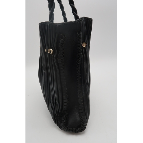 2675 - A BVLGARI PLEATED LEATHER HANDBAGwith twist handles, approx 30 x 35 x 11cm, and a Cartier black pate... 