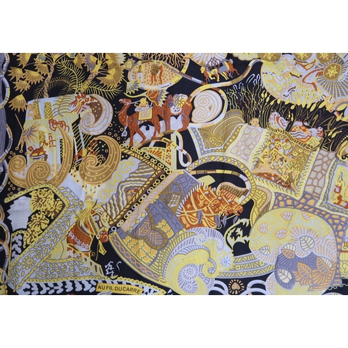 2677 - AN HERMES AU FIL DU CARRE SILK SCARFdesigned by Anne Faivre circa 2011, approx 87 x 87cm, together w... 