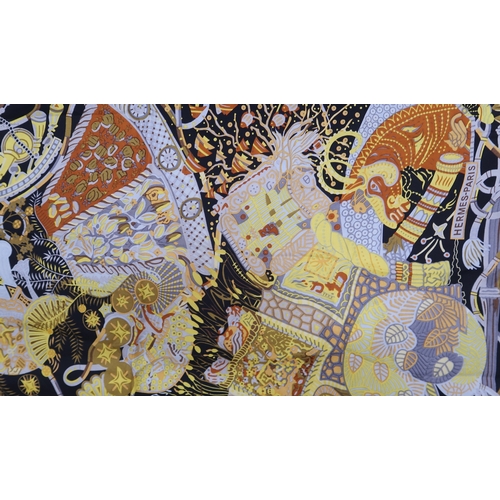 2677 - AN HERMES AU FIL DU CARRE SILK SCARFdesigned by Anne Faivre circa 2011, approx 87 x 87cm, together w... 