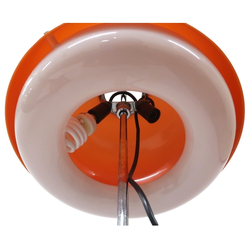 2082 - A MID 20TH CENTURY ITALIAN HARVEY GUZZINI STANDARD LAMP with orange acrylic shade on chromed upright... 