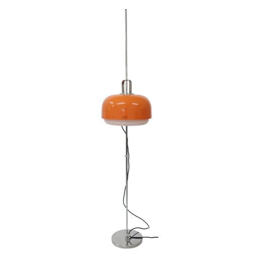 2082 - A MID 20TH CENTURY ITALIAN HARVEY GUZZINI STANDARD LAMP with orange acrylic shade on chromed upright... 