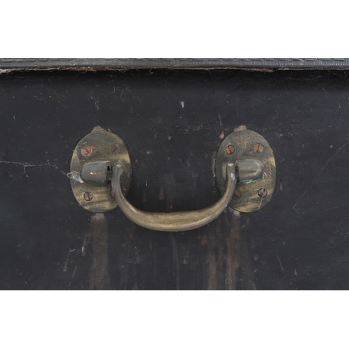 2026 - A LATE 18TH/EARLY 19TH CENTURY CAMPHORWOOD BRASS BOUND AND STUDDED CHEST with hide bo... 