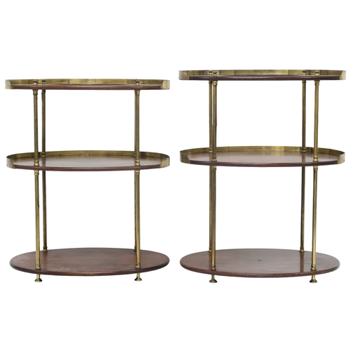 2028 - A SIMILAR PAIR OF EARLY 19TH CENTURY MAHOGANY CAMPAIGN WASHSTANDS top with circular cut-out and bras... 