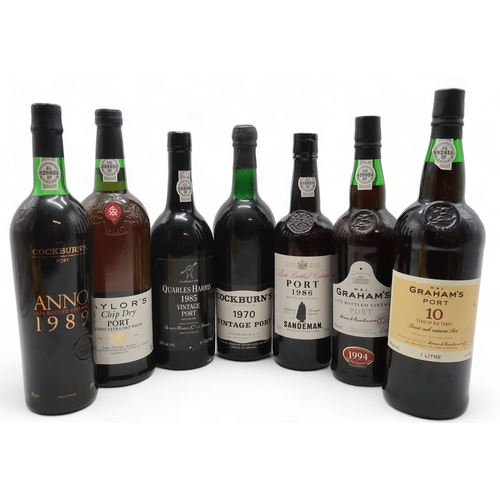 2697C - PORT WINECockburn's Vintage 1970, Sandeman Late Bottled Vintage 1986, Charles Harris Vintage 1985, C... 