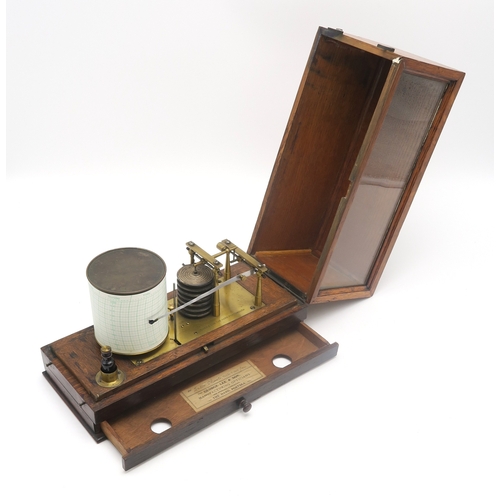 2665 - AN OAK-CASED BAROGRAPH BY G. LEE & SON, PORTSMOUTHWith maker's named engraved to brass base plat... 