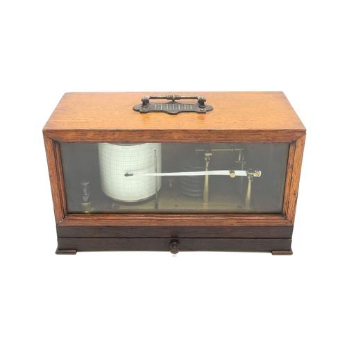 2665 - AN OAK-CASED BAROGRAPH BY G. LEE & SON, PORTSMOUTHWith maker's named engraved to brass base plat... 