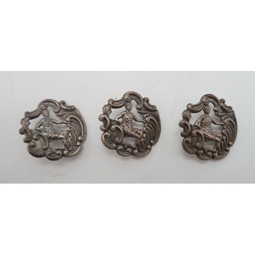 2530 - A CASED SET OF LATE-VICTORIAN SILVER BUTTONSby Levi & Salaman, Birmingham 1900, with pierced rep... 