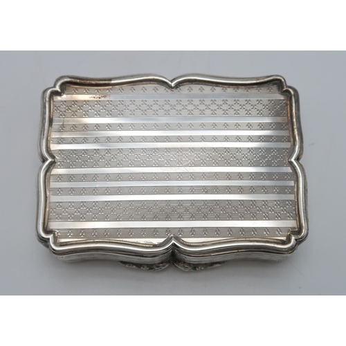 2532 - A VICTORIAN SILVER PRESENTATION SNUFF BOXby Nathaniel Mills, Birmingham 1846, of shaped rectangular&... 