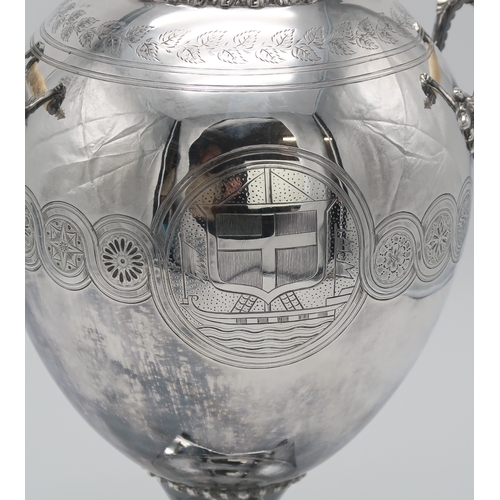 2540 - A LATE-VICTORIAN SILVER-PLATED TEA URNby Thomas Bradbury & Sons, 1894, of neo-classical form, en... 