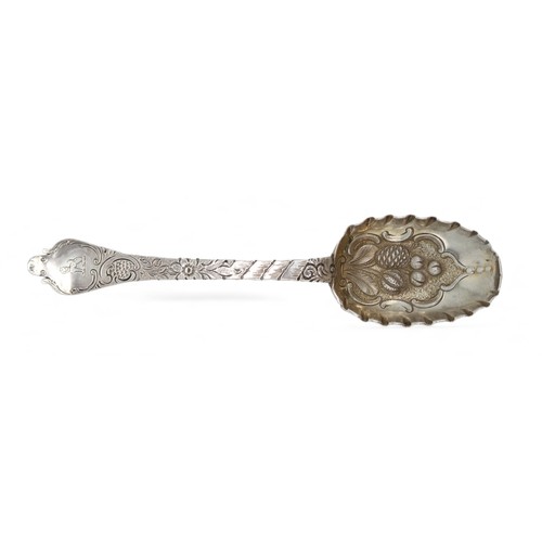 2542 - A WILLIAM AND MARY SILVER 'TREFID' SPOONLondon 1687, later berried and engraved with scrolling folia... 