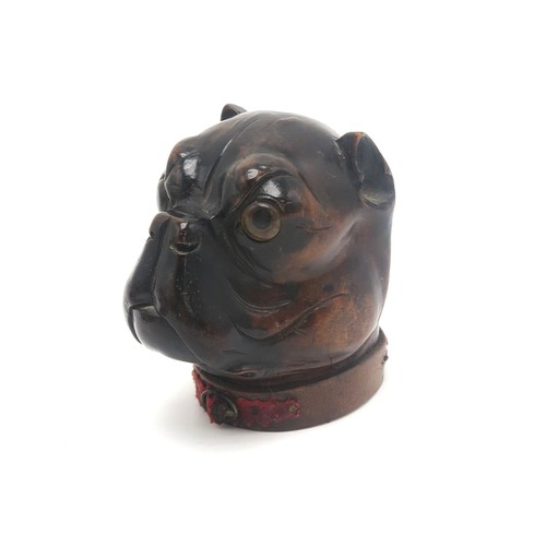 2669D - A WEIGHTED TREEN BULLDOG PAPERWEIGHTWith glass eyes, measuring approx. 8.5cm in height... 