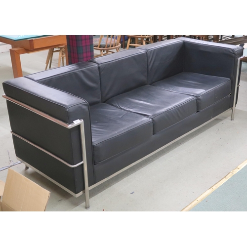 80 - A 20th century after Le Corbusier with black vinyl upholstery on chromed tubular frame, 70cm high x ... 